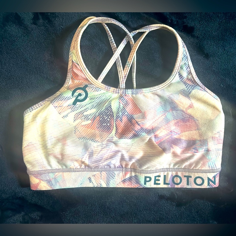 Size medium floral and butterfly print sports bra Peloton